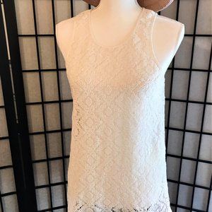 Laffaire white sleeveless lace top